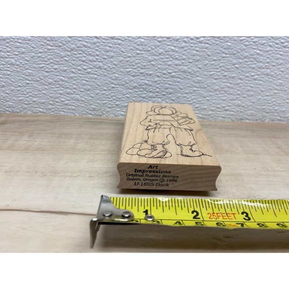 Art Impressions Snowball Fight Boy Back Wood Mounted Rubber Stamp - Picture 3 of 4